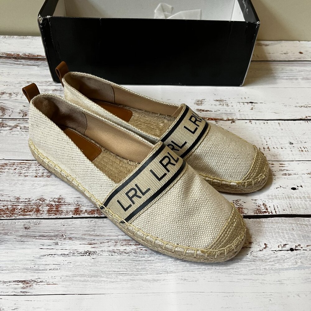 NWB Lauren Ralph Lauren Caylee III Canvas Espadrille in Natural/Ecru